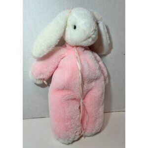 1985 Vintage Charm Co. Pink Bunny Rabbit Plush Stuffed Animal Bows 13” Easter